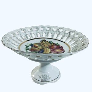 Vintage Ucago Fruit Porcelain  Pedestal Compot Bowl Banana Etc